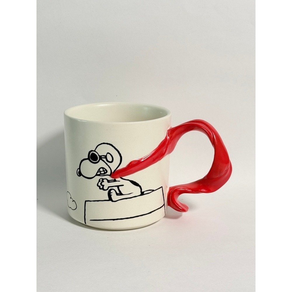 Hallmark Snoopy Red Baron Mug Scarf Handle Dimensional Flying Ace Peanuts Coffee